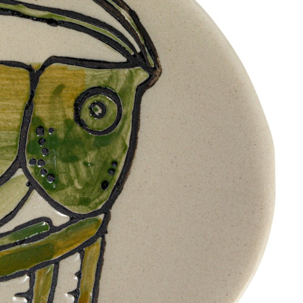 Hand-Painted Stoneware Green & White Grasshopper Plate